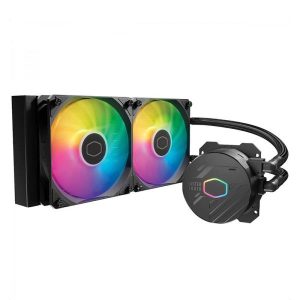 Cooler Master MasterLiquid 240L Core ARGB CPU Liquid Cooler - Bomba de doble cámara Gen S, radiador superior y ventiladores ARGB de 120 mm, soportes LGA 1700 y AM5, color negro