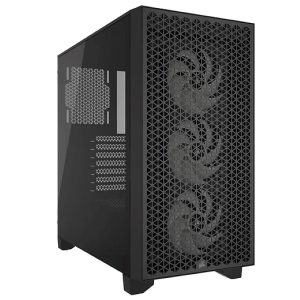 Corsair 3000D Airflow Chasis para PC semitorre – Ventiladores de 3 Clavijas – Compatibilidad con GPU de Cuatro Ranuras – Admite hasta 8 Ventiladores de 120 mm – Diseño de Gran Caudal de Aire - Negro
