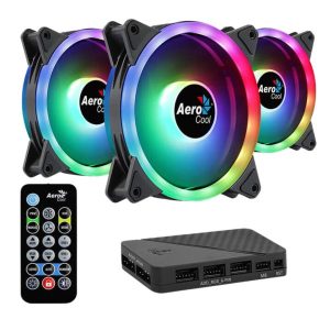 ABANICO AEROCOOL DUO 12 PRO ARGB PRO 12CM X3 + H66F X1 +CONTROL REMOTO ACF3-DU10227.11