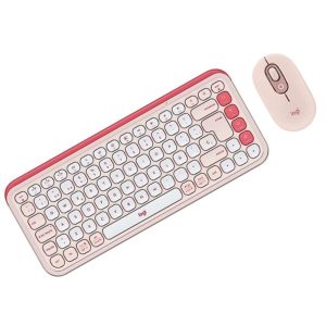 TECLADO Y MOUSE LOGITECH POP ICON COMBO MEMBRANA INALÁMBRICO BLUETOOTH ESPAÑOL 920-013053 ROSADO
