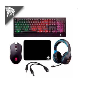 KIT GAMING EAGLE WARRIOR RHINO 4 IN 1 TECLADO RAINBOW COLOR LETTER BACKLIGHT+ MOUSE + MOUSE PAD+ HEADSET + (KMB302+ MOM636+ FXX24182+ FHS3007)