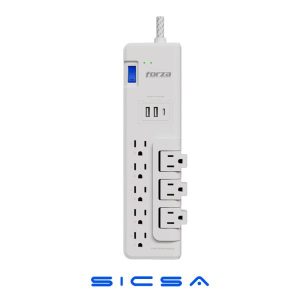 REGLETA CON SUPRESOR 1625W/2700J 8 SALIDAS 3 GIRATORIAS 1 USBC + 2USB FORZA FSP-821RUSBCW