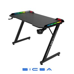 ESCRITORIO GAMING AEROCOOL GD3 RGB ACERO CON POSAVASOS Y SOPORTE PARA HEADSET TEGD-4033011.11 NEGRO