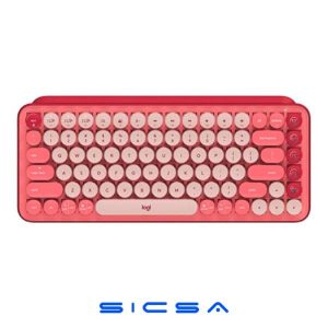 TECLADO LOGITECH POP KEYS MECÁNICO INALÁMBRICO BLUETOOTH ESPAÑOL SWITCH CAFÉ 920-010715 ROSADO