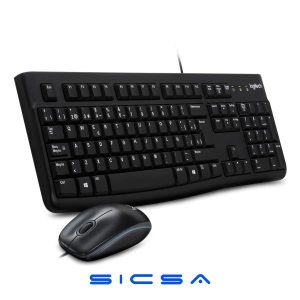 TECLADO Y MOUSE LOGITECH MK120 MEMBRANA ALÁMBRICO USB INGLÉS 920-002565 NEGRO