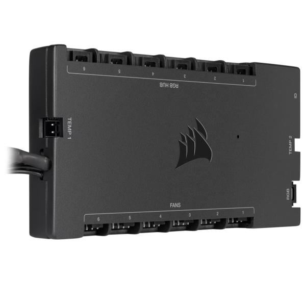 CORSAIR iCUE COMMANDER CORE XT, controlador digital de iluminación RGB y velocidad de ventiladores (Hasta 6 ventiladores PWM y 264 LEDs RGB, Modo cero RPM, Monitoreo temperatura) Negro