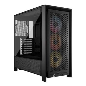 Corsair Frame 4000D RS ARGB Caja Modular ATX Mid–Tower para PC – Alto Flujo de Aire, 3 Ventiladores RS ARGB preinstalados, ASUS BTF, MSI Project Zero, Gigabyte Project Stealth – Negro