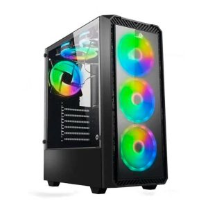 CASE GAMER X-LION H8-635 E010-163 TEMPERED SIDE GLASS PANEL BLACK +3 RGB 12CM FAN