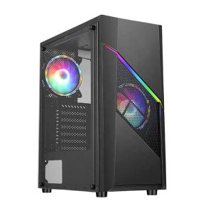 CASE GAMER X-LION N3-390 E010-160 TEMPERED GLASS PANEL BLACK USB 2.0*2 +USB 3.0*1+HD AUDIO+12CM RGB FAN