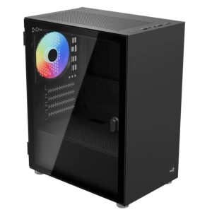 CASE GAMING AEROCOOL CS-111-G-BK-V2 MINI TORRE ATX PANEL LATERAL DE VIDRIO TEMPLADO 3 VENTILADORES FRGB NEGRO ACCM-PC19033.11