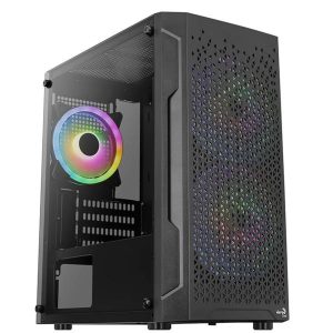 CASE GAMING AEROCOOL TRINITY MINI-G-BK-V3 MINI TORRE ATX PANEL LATERAL DE VIDRIO TEMPLADO 2 VENTILADORES RGB 140MM 1 VENTILADOR RGB 120MM NEGRO ACCS-PV32133.11