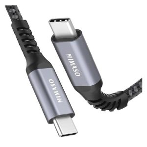 USB C to USB C Cable[6.6ft+6.6ft],NIMASO 60W 3A USB C to C Fast Charging Cable Nylon Braided Cord Compatible with Samsung Galaxy S21 S21+ S20 S10,Google Pixel 4/3a/3/2,MacBook Air,iPad Pro