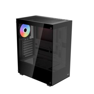 CASE GAMING AEROCOOL PIVOT-G-BK-V2 MEDIA TORRE PANEL DE VIDRIO TEMPLADO EN EL LATERAL Y EL FRENTE 1 VENTILADOR RGB NEGRO ACCM-ES08113.11