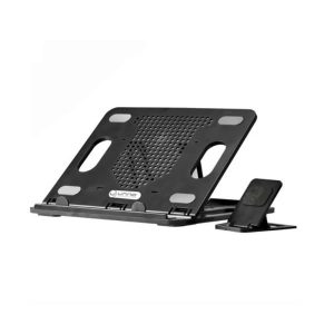 BASE ERGONÓMICA PARA LAPTOP UNNO TEKNO NC6115BK CON SOPORTE PARA CELULAR NEGRO