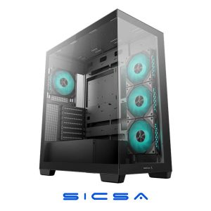 CASE DEEPCOOL CG580 AF TORRE MEDIA PLASTICO Y ACERO 3 ABANICOS LATERALES Y 1 ABANICO TRASERO R-CG580-BKADA4-G-1 NEGRO