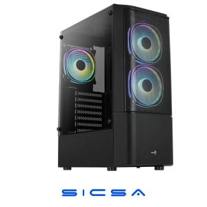 CASE RGB AEROCOOL QUANTUM MESH-G-BK-V3 MID TOWER VENTILADORES 3 DE 120MM CON VIDRIO LATERAL Y MALLA FRONTAL ACCM-PV31133.11 NEGRO