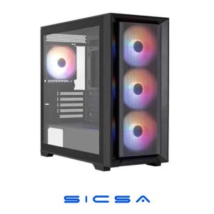 CASE GAMING RGB AEROCOOL D301A MINI TOWER VENTILADORES 4 DE 120MM CON VIDRIO LATERAL Y MALLA FRONTAL D301A-G-BK-V2 NEGRO