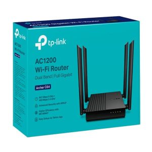 ROUTER TP LINK ARCHER C64 2.4 GHZ 5 GHZ AC1200 MU MIMO GIGABIT PUERTOS LAN / WAN NEGRO