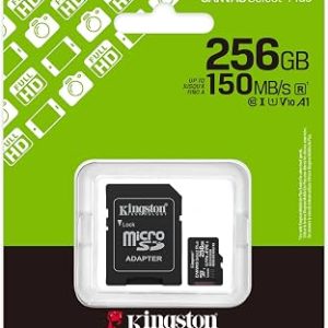 MEMORIA MICRO SDXC 256GB KINGSTON CLASE 10 UHS-I U3 150 MB/S SDCS3/256GB PARA CÁMARAS DEPORTIVAAS Y DRONES