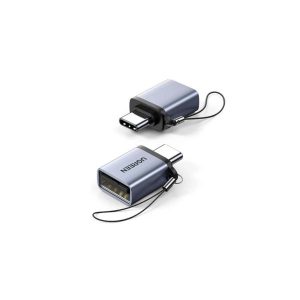 ADAPTADOR UGREEN US270 USB-C A USB-A 3.0 CON LANYARD 50283 GRIS