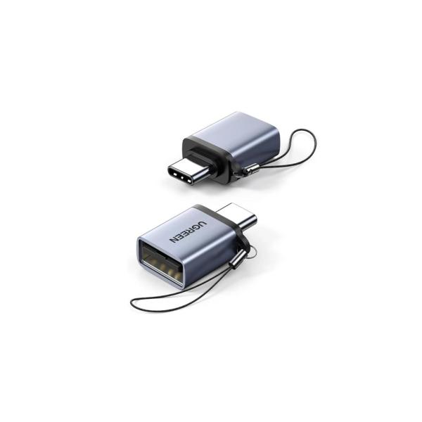 ADAPTADOR UGREEN US270 USB-C A USB-A 3.0 CON LANYARD 50283 GRIS