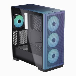 CASE RGB APNX C1-R-CF-V1 MID TOWER VENTILADORES 3 DE 140MM Y 1 DE 120MM CON MALLA FRONTAL Y LATERAL APCM-CR01143.C1 CROMADO